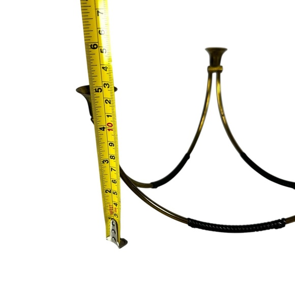 Vintage Brass 3 Arm Candelabra | Denmark Mid Century Modern Small Candle Holder - Picture 6 of 6